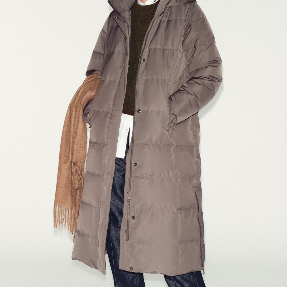 Zara WATER-REPELLENT WINDPROOF DOWN JACKET WITH HOODIE MINK 0/3046/229